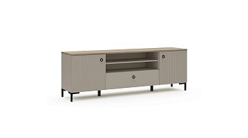 Тумба двухдверная с ящиком Zima (Зима), Дуб сильверджек ореховый+Глиняный серый