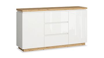 Комод с ящиками двухдверный Issa, цвет Белый+Дуб минерва